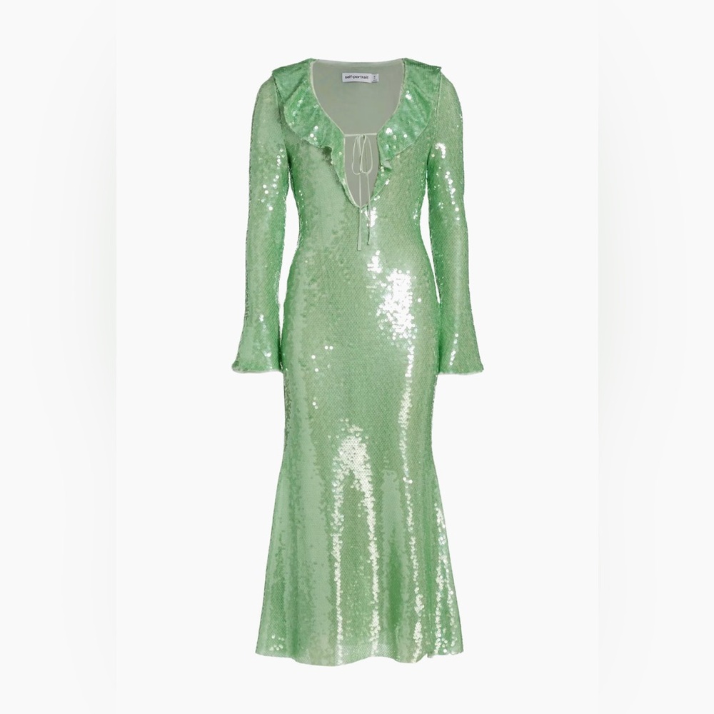 Self Portrait Sequin Ruffled Midi Dress NWT - Picture 4 of 9